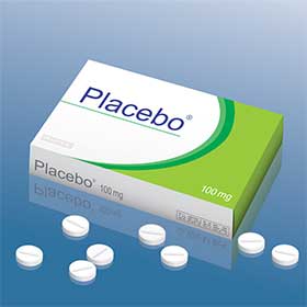 Illustration depicting 100 mg box of Placebo pills