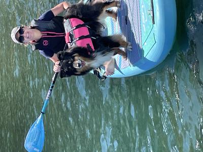 Mercy loved the boat at Lake Arrowhead